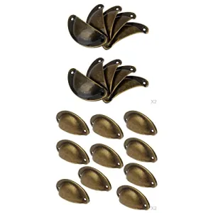 Tiny Store 40Pcs Bronze Door Cabinet Knob Wardrobe Drawer Shell Pull Handles Cup Handle