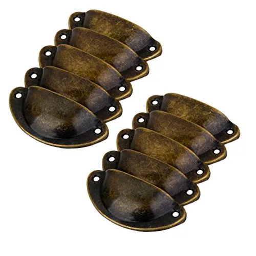 Tiny Store 40Pcs Bronze Door Cabinet Knob Wardrobe Drawer Shell Pull Handles Cup Handle