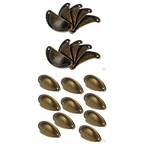 Tiny Store 40Pcs Bronze Door Cabinet Knob Wardrobe Drawer Shell Pull Handles Cup Handle