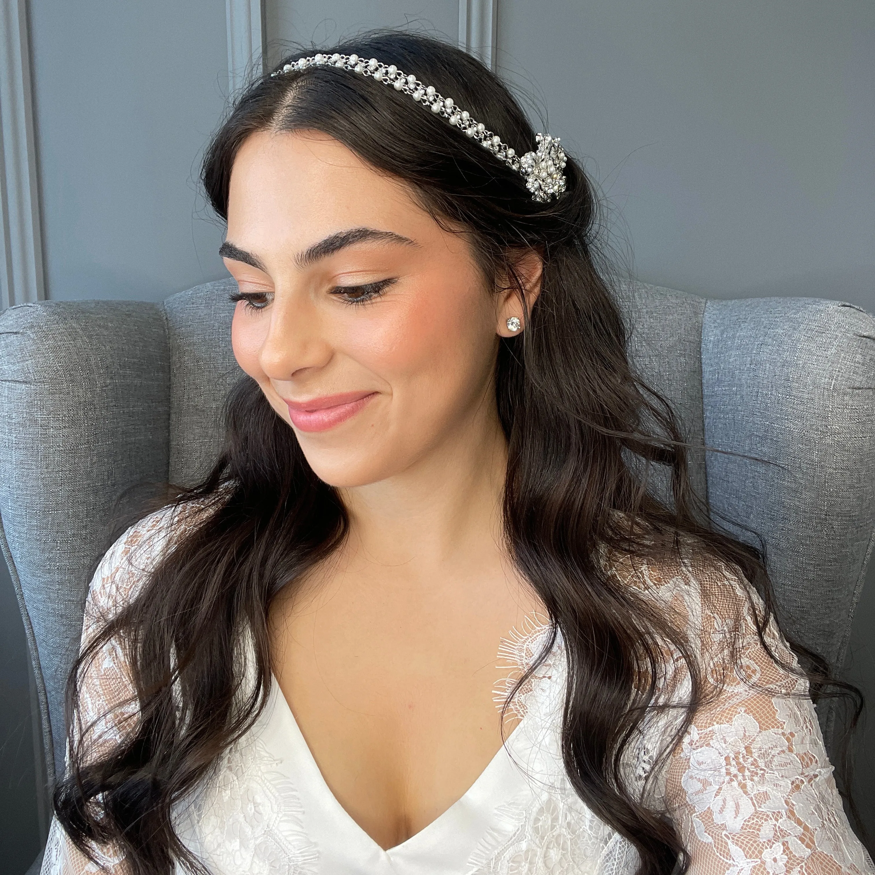 Touquet Crystal Pearl Bridal Hair Vine
