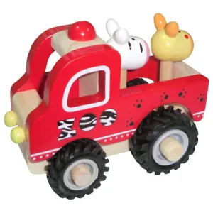 ToysLink - Wooden Zoo Truck Toy with Animal Figurines