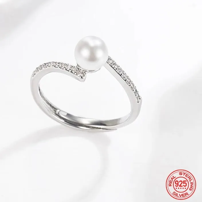 Twisted Pearl Zircon Ring