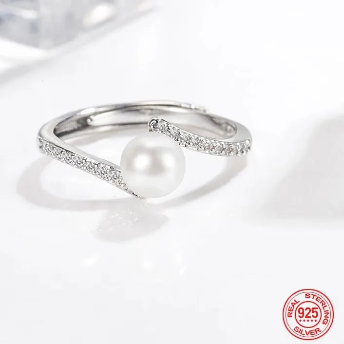 Twisted Pearl Zircon Ring