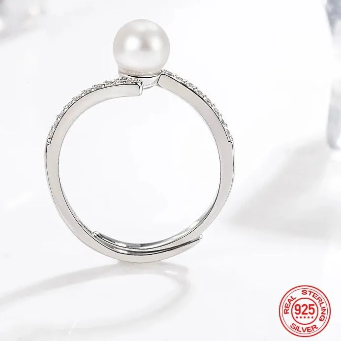 Twisted Pearl Zircon Ring