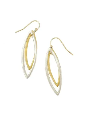 Two Small Leaves Mixed Metal Earrings
