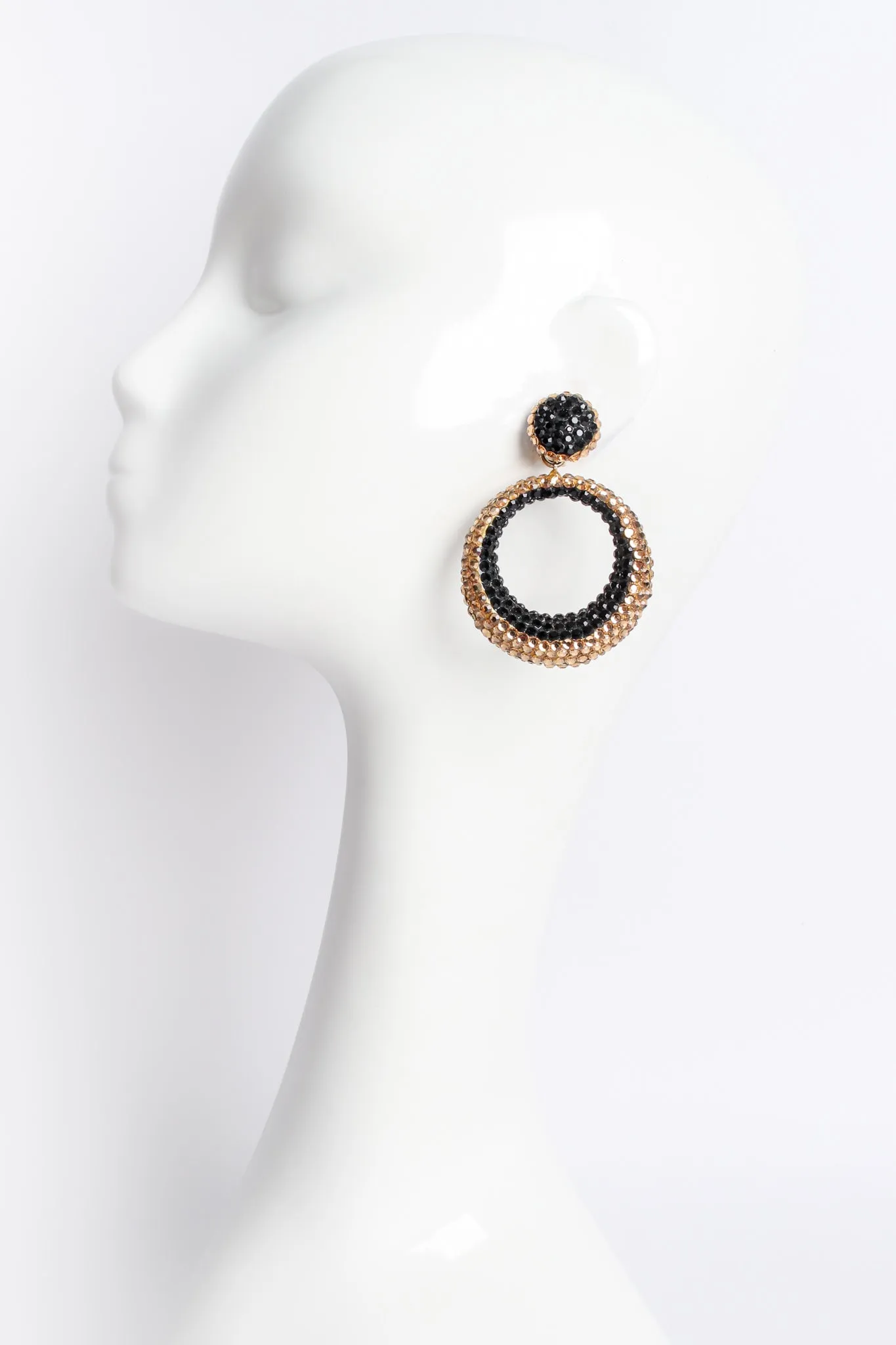 Two-Tone Rhinestone Hoop Earrings