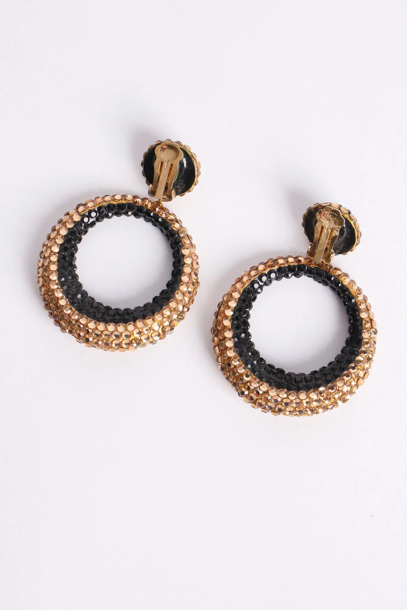 Two-Tone Rhinestone Hoop Earrings