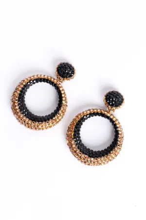 Two-Tone Rhinestone Hoop Earrings