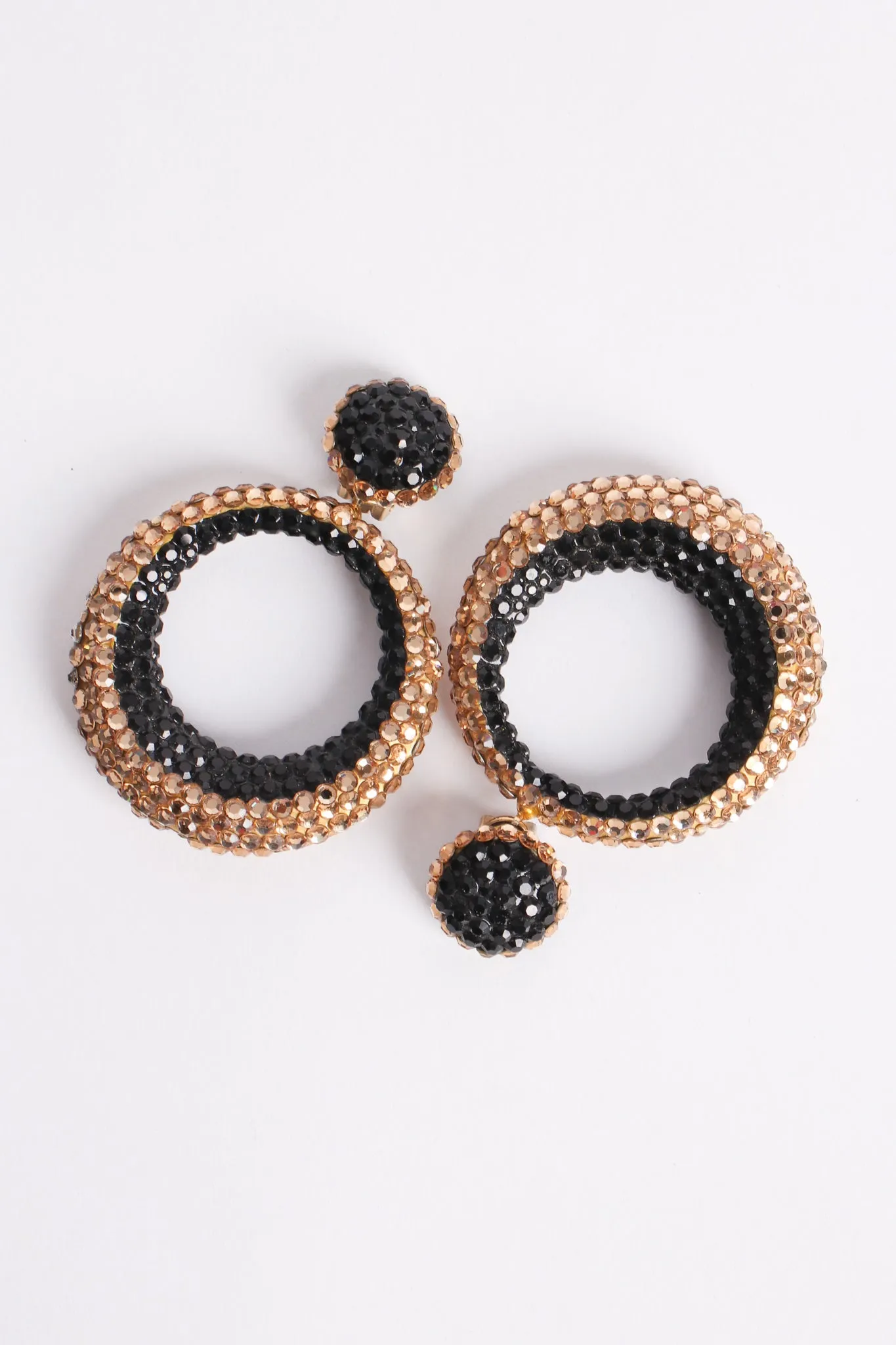 Two-Tone Rhinestone Hoop Earrings