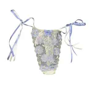 Victoria’s Secret Y2K Floral Lace Thong with Ribbon Ties