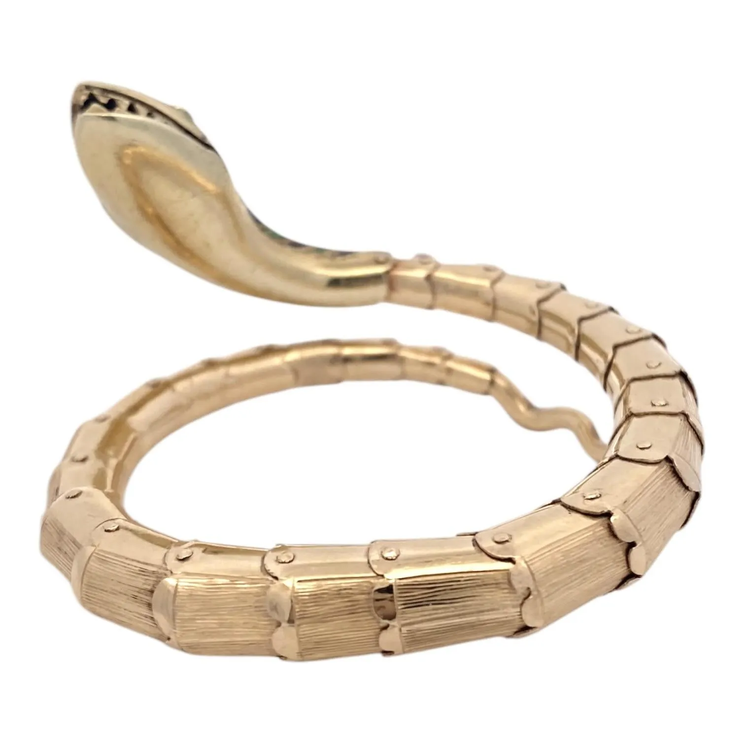Vintage 14K Enamel & Diamond Articulated Snake Bracelet
