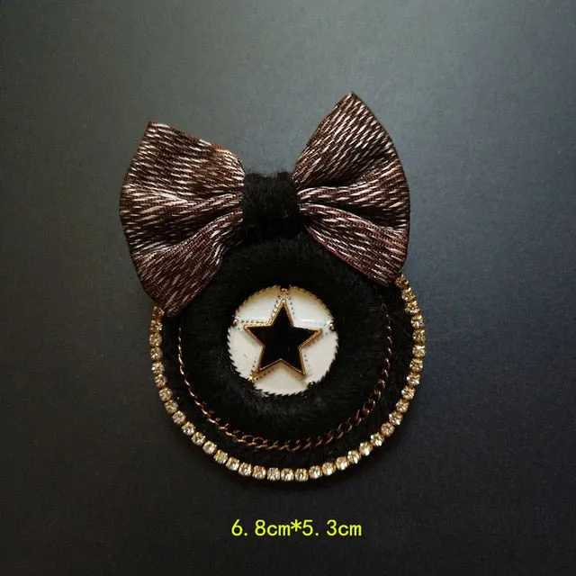 Vintage Baroque Court Wind Badge Fringe Brooch Fabric Knitting Bow Drill Coat Sweater Accessories For Woman