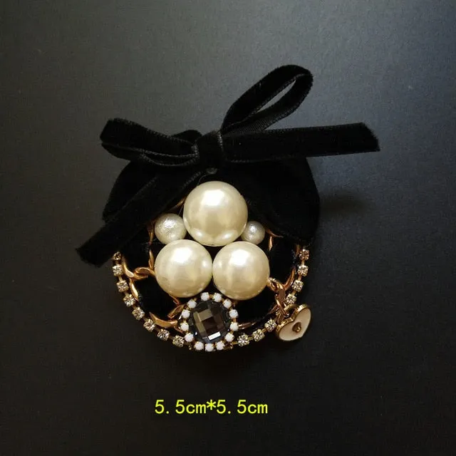 Vintage Baroque Court Wind Badge Fringe Brooch Fabric Knitting Bow Drill Coat Sweater Accessories For Woman