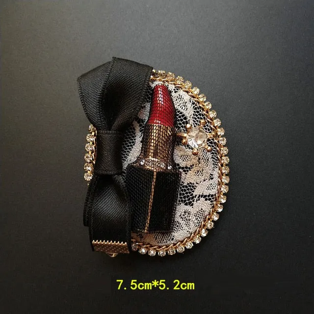 Vintage Baroque Court Wind Badge Fringe Brooch Fabric Knitting Bow Drill Coat Sweater Accessories For Woman