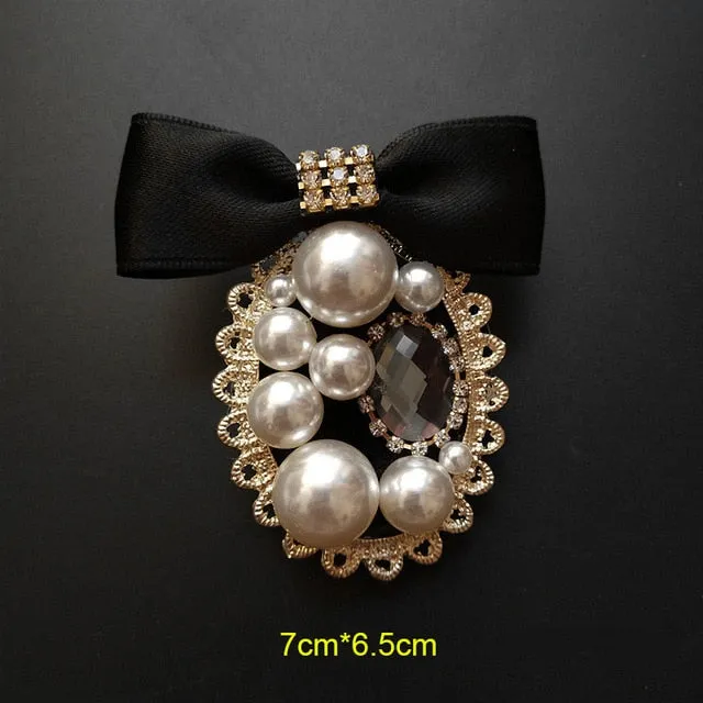 Vintage Baroque Court Wind Badge Fringe Brooch Fabric Knitting Bow Drill Coat Sweater Accessories For Woman