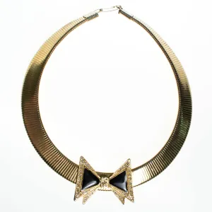 Vintage Black and Gold Bow Necklace