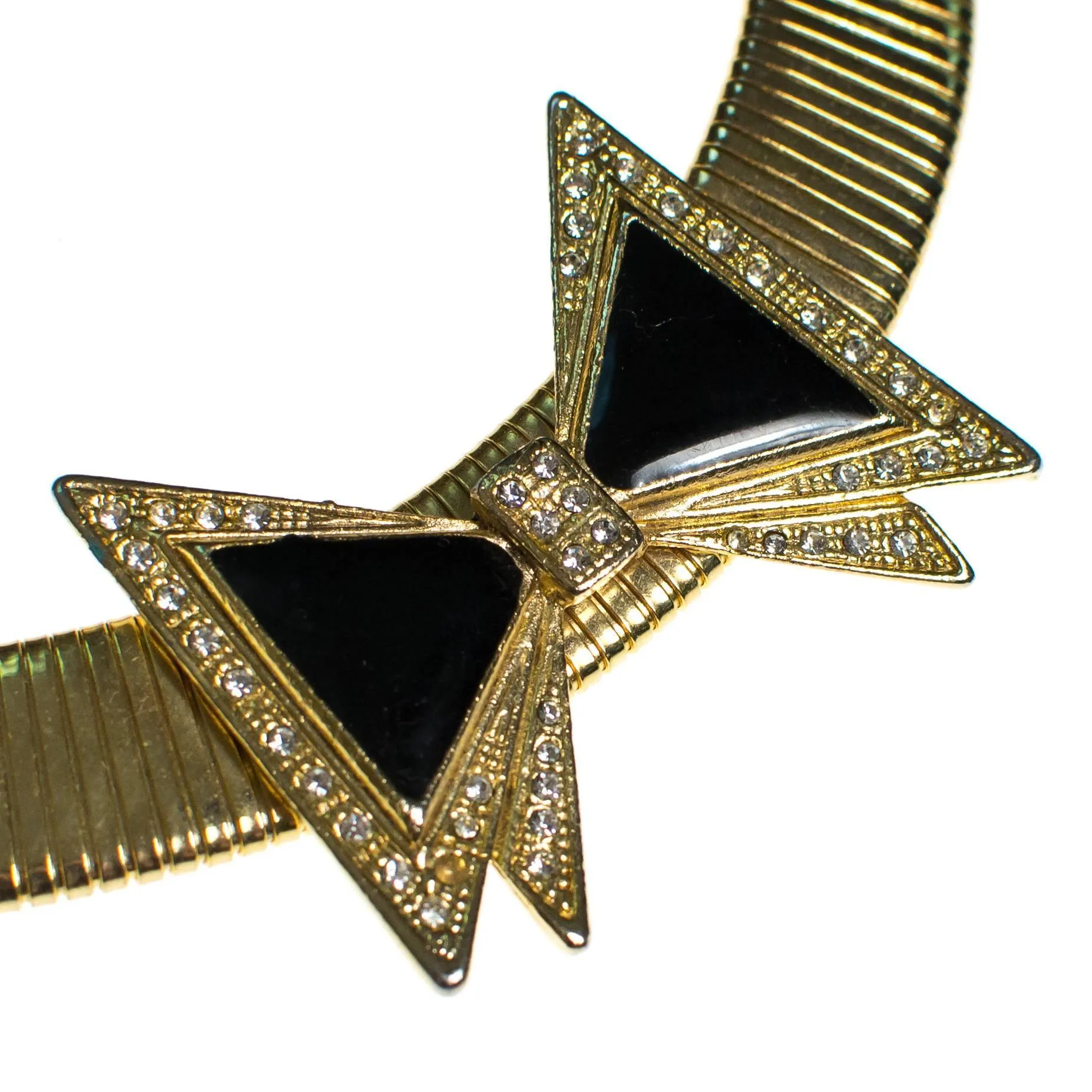 Vintage Black and Gold Bow Necklace