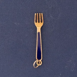 Vintage Blue Enamel Fork Charm