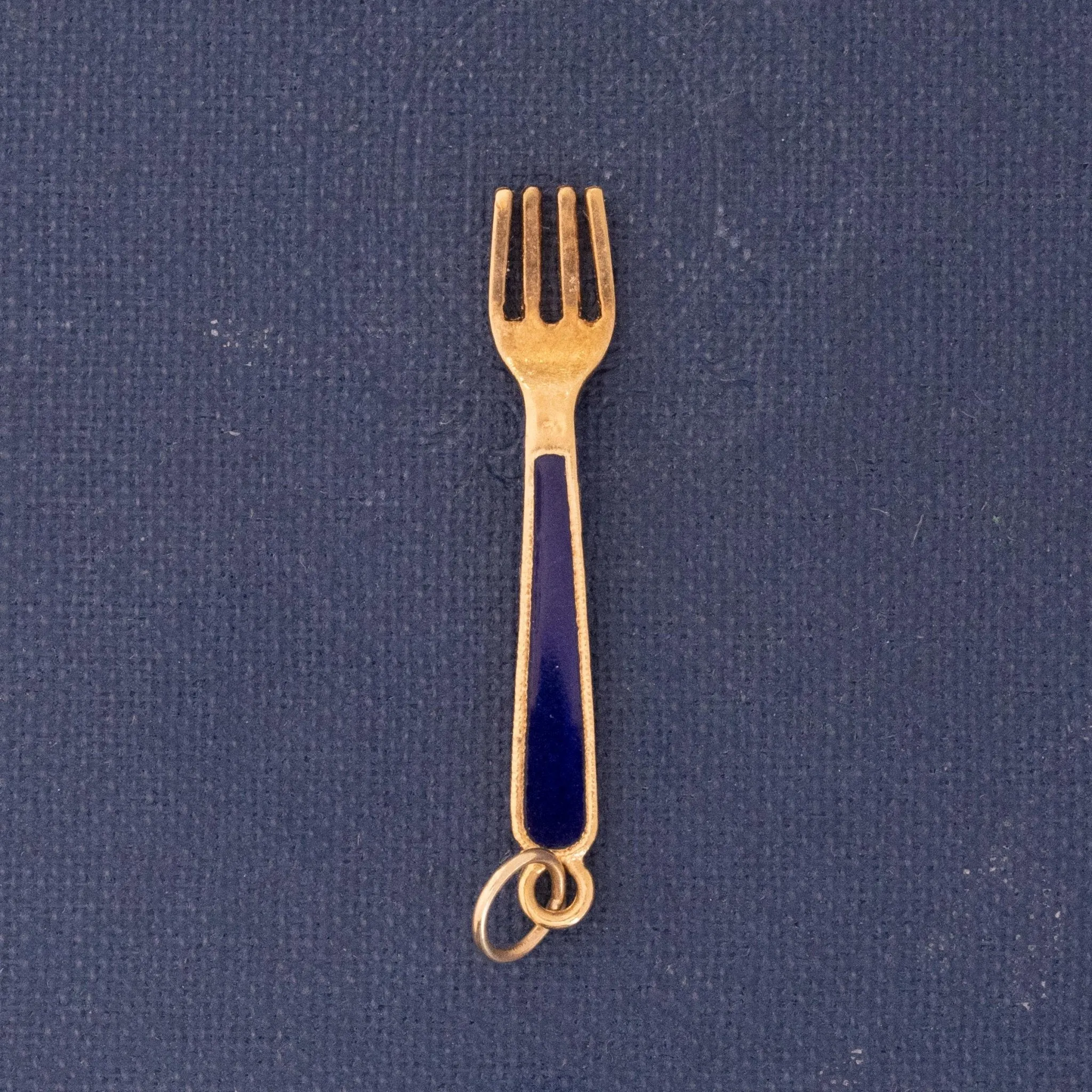 Vintage Blue Enamel Fork Charm