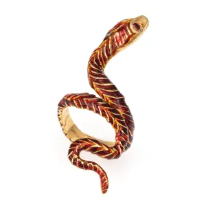 Vintage Cartier Enamel Snake Ring Sz 6 18k Yellow Gold Fine Signed Jewelry