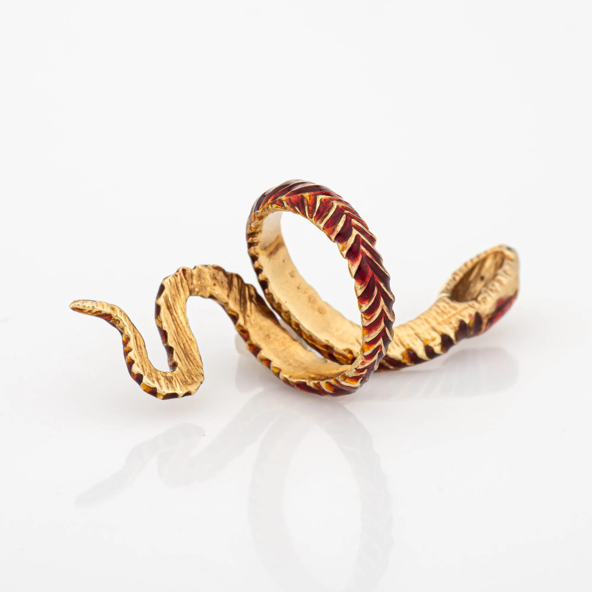 Vintage Cartier Enamel Snake Ring Sz 6 18k Yellow Gold Fine Signed Jewelry