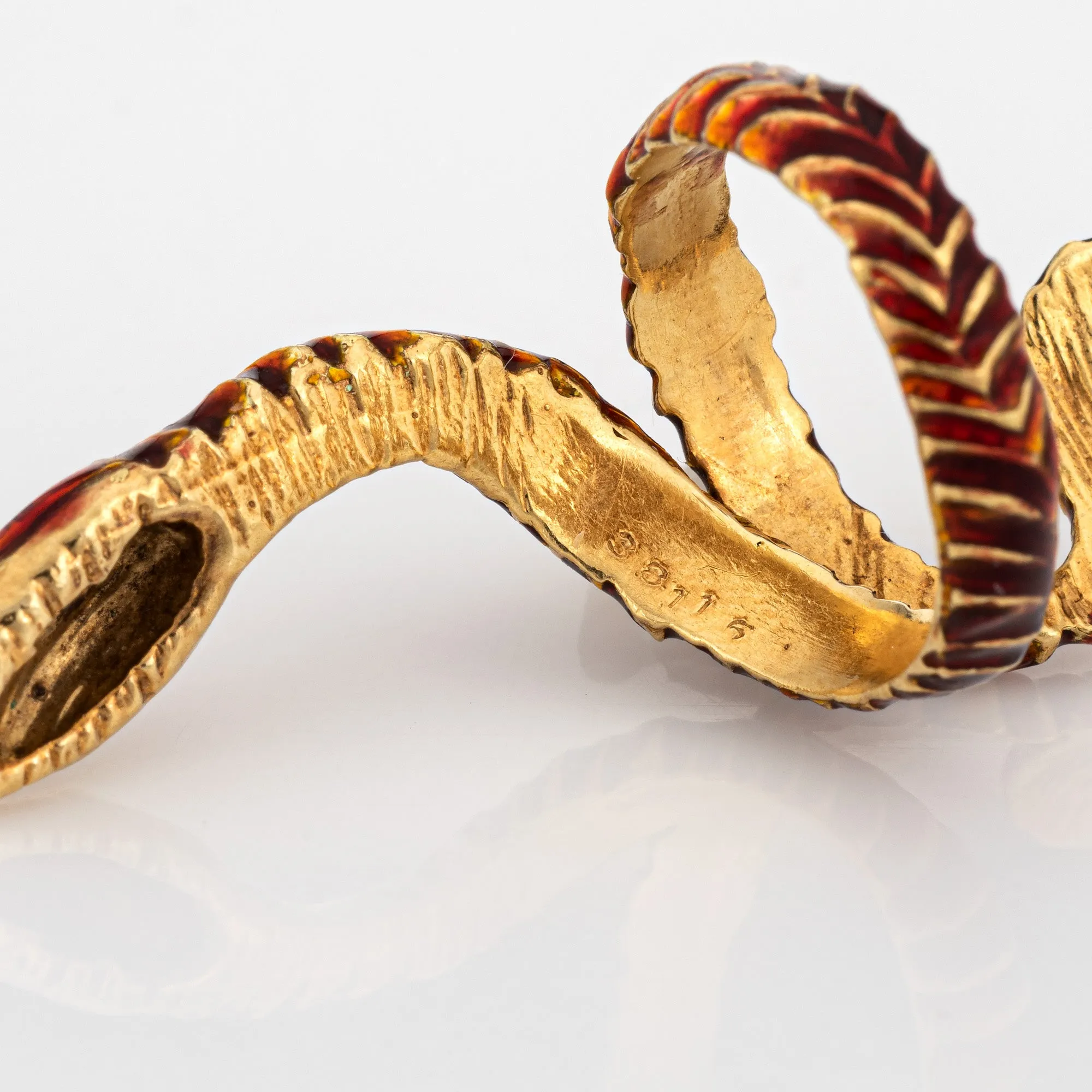 Vintage Cartier Enamel Snake Ring Sz 6 18k Yellow Gold Fine Signed Jewelry