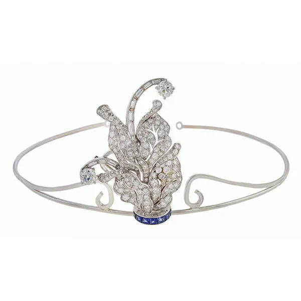 Vintage Diamond & Sapphire Brooch