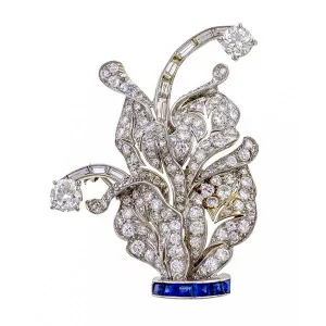 Vintage Diamond & Sapphire Brooch