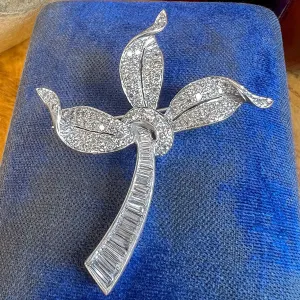 Vintage Diamond Leaf Brooch