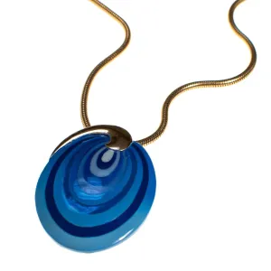 Vintage Eisenberg Blue Swirl Enamel Pendant Necklace, Artist Series, 1960s