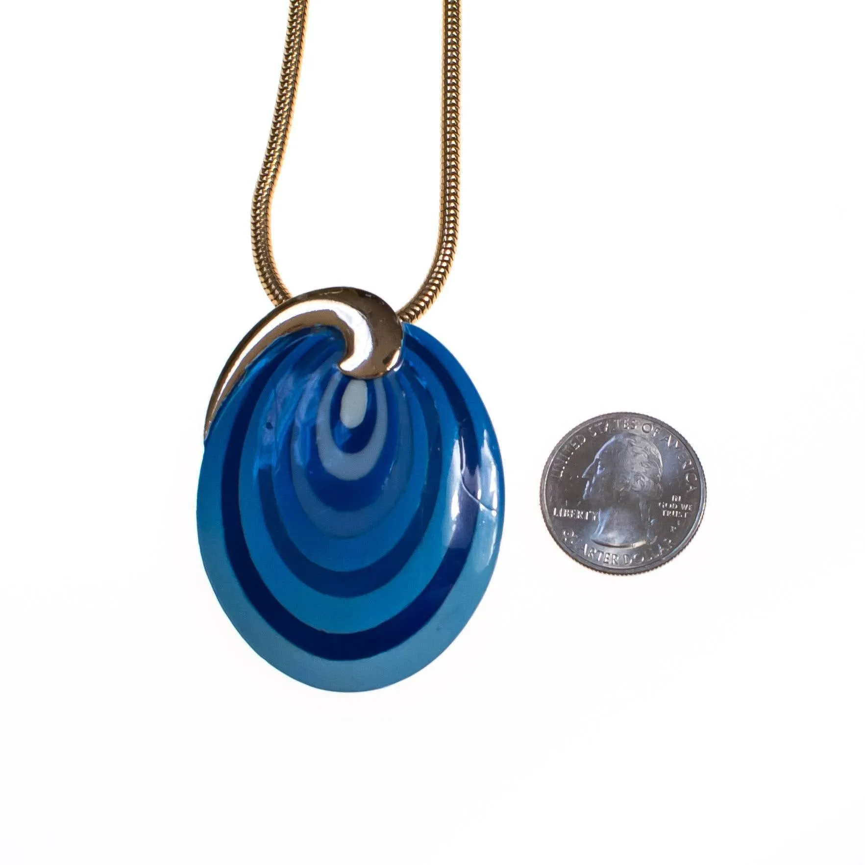Vintage Eisenberg Blue Swirl Enamel Pendant Necklace, Artist Series, 1960s
