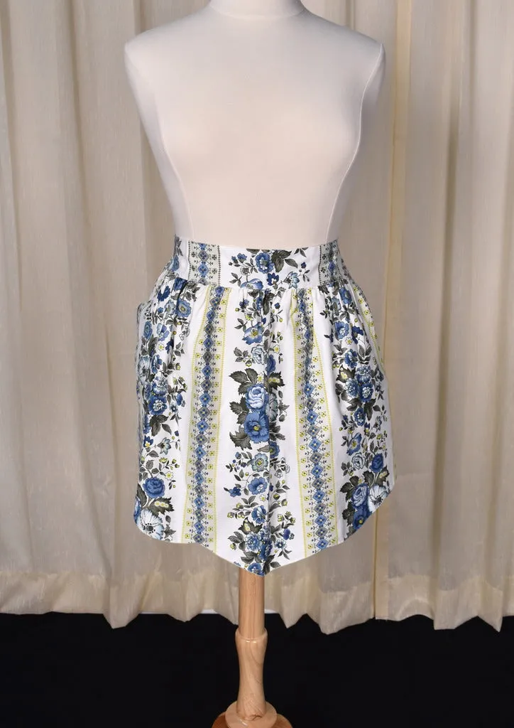 Vintage Floral Blue Reversible Apron