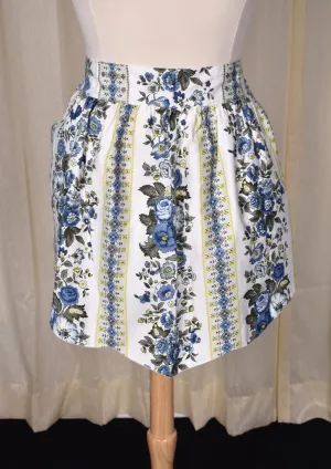 Vintage Floral Blue Reversible Apron