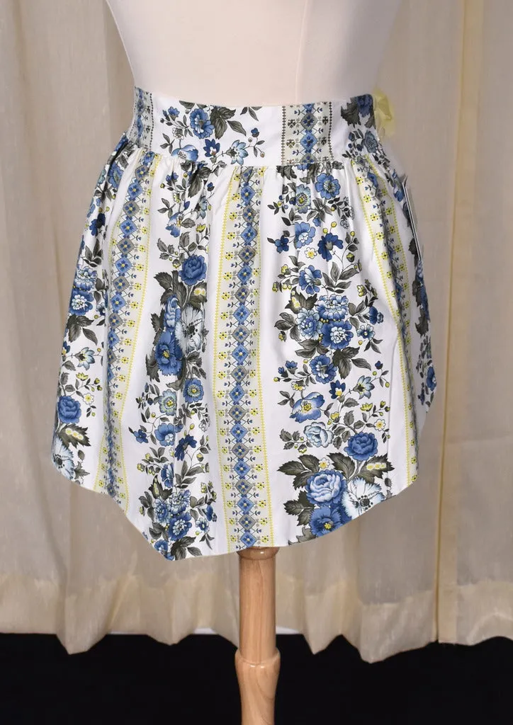 Vintage Floral Blue Reversible Apron