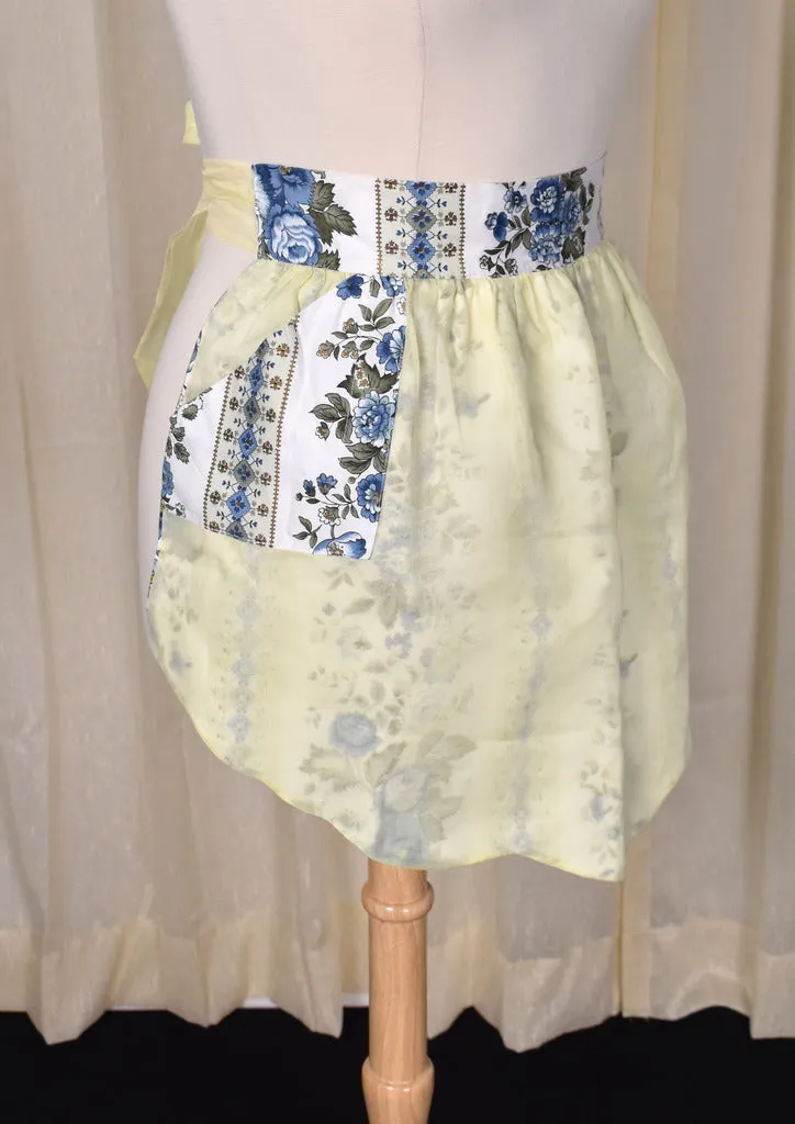 Vintage Floral Blue Reversible Apron