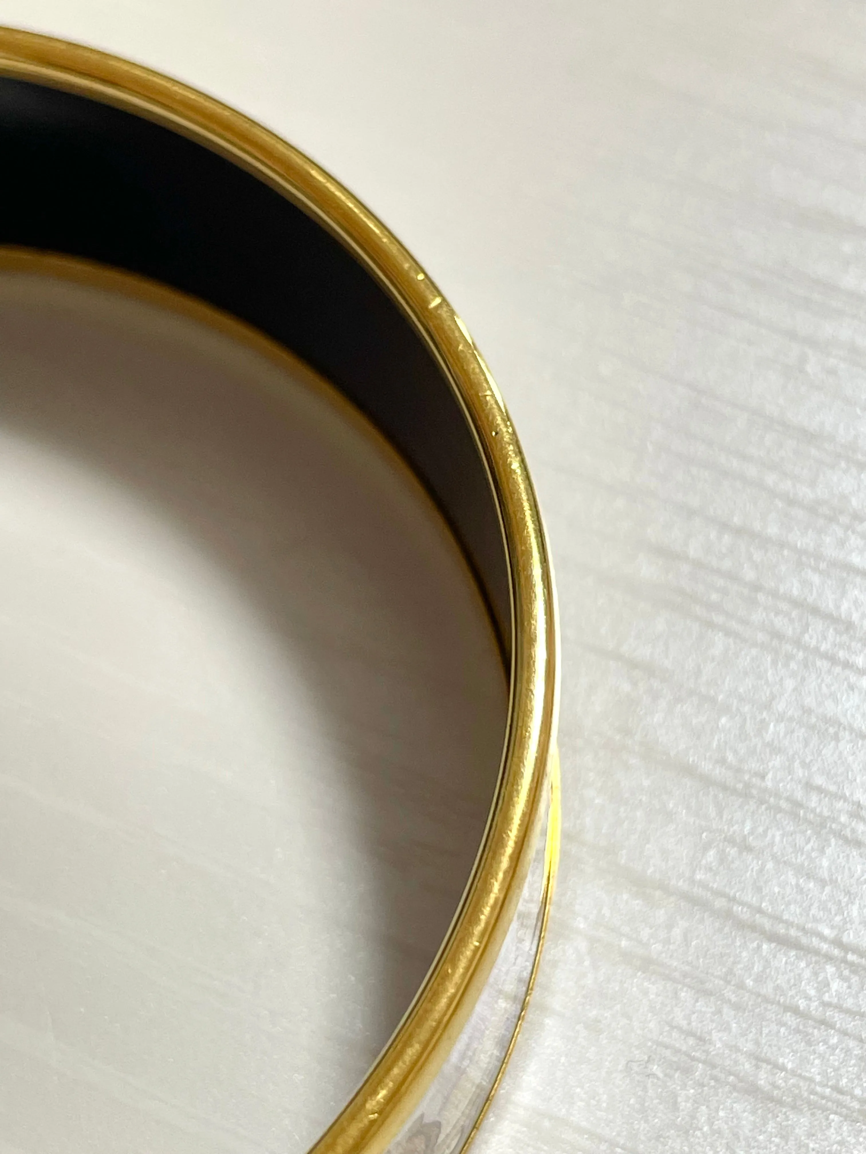 Vintage Hermes cloisonne enamel golden bangle with lion couple design. Classic Hermes GM bracelet. 070225ac4