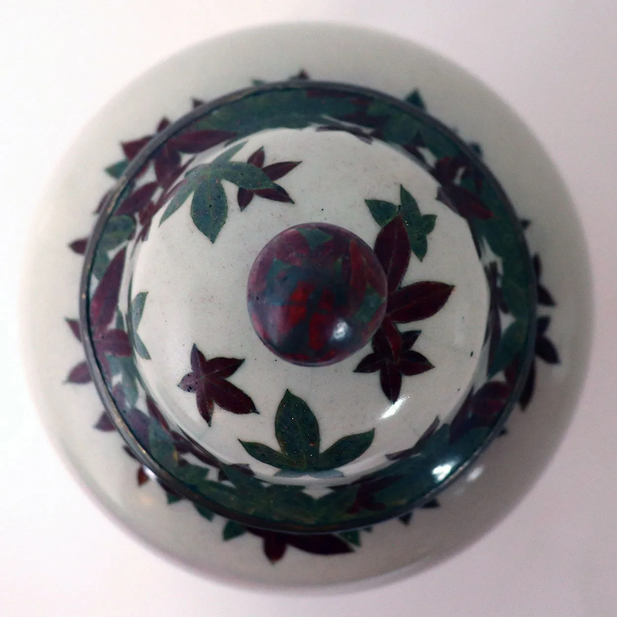 Vintage Japanese Cloisonne Enamel Deer Lidded Urn / Ginger Jar