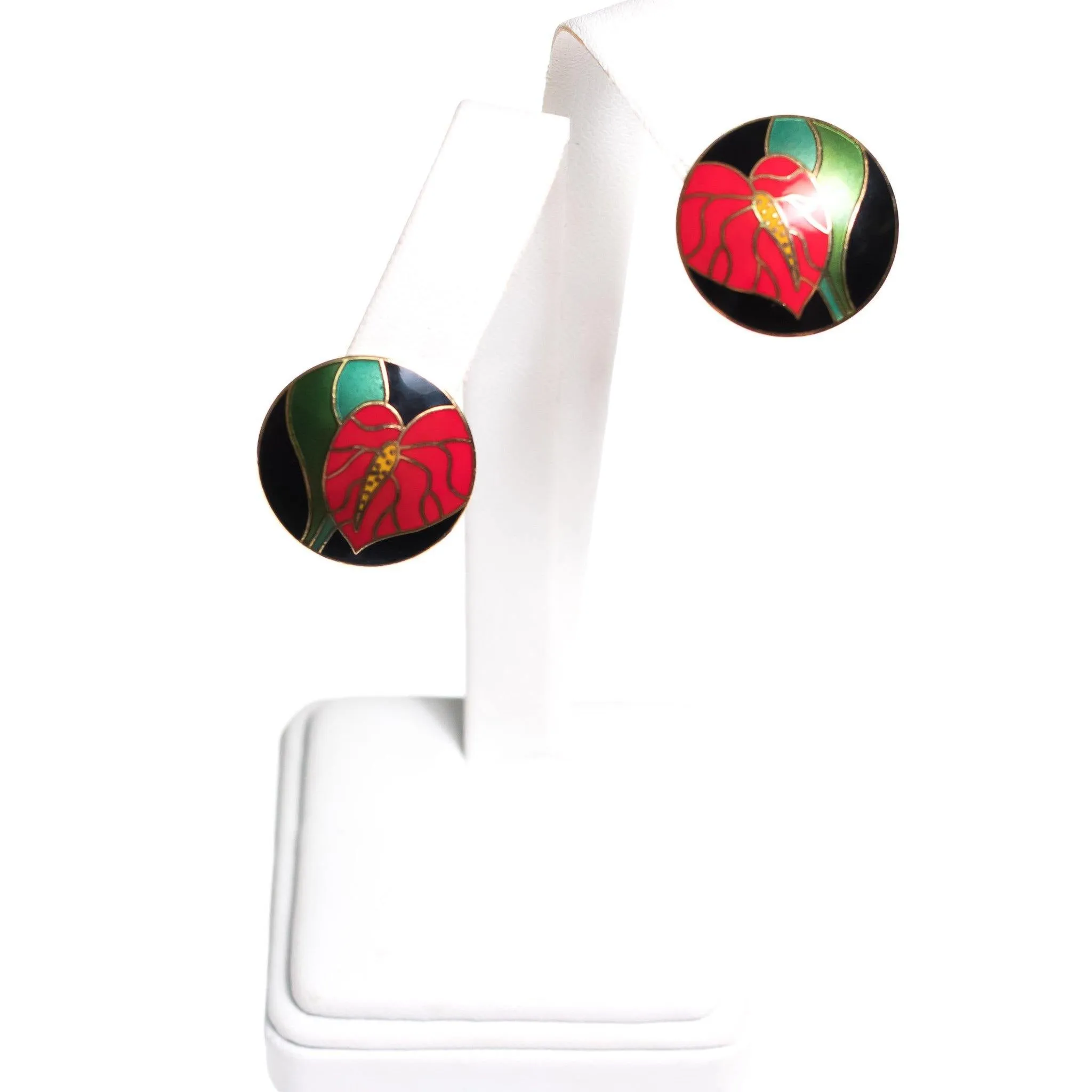Vintage Laurel Burch Anthurium Red with Black Enamel