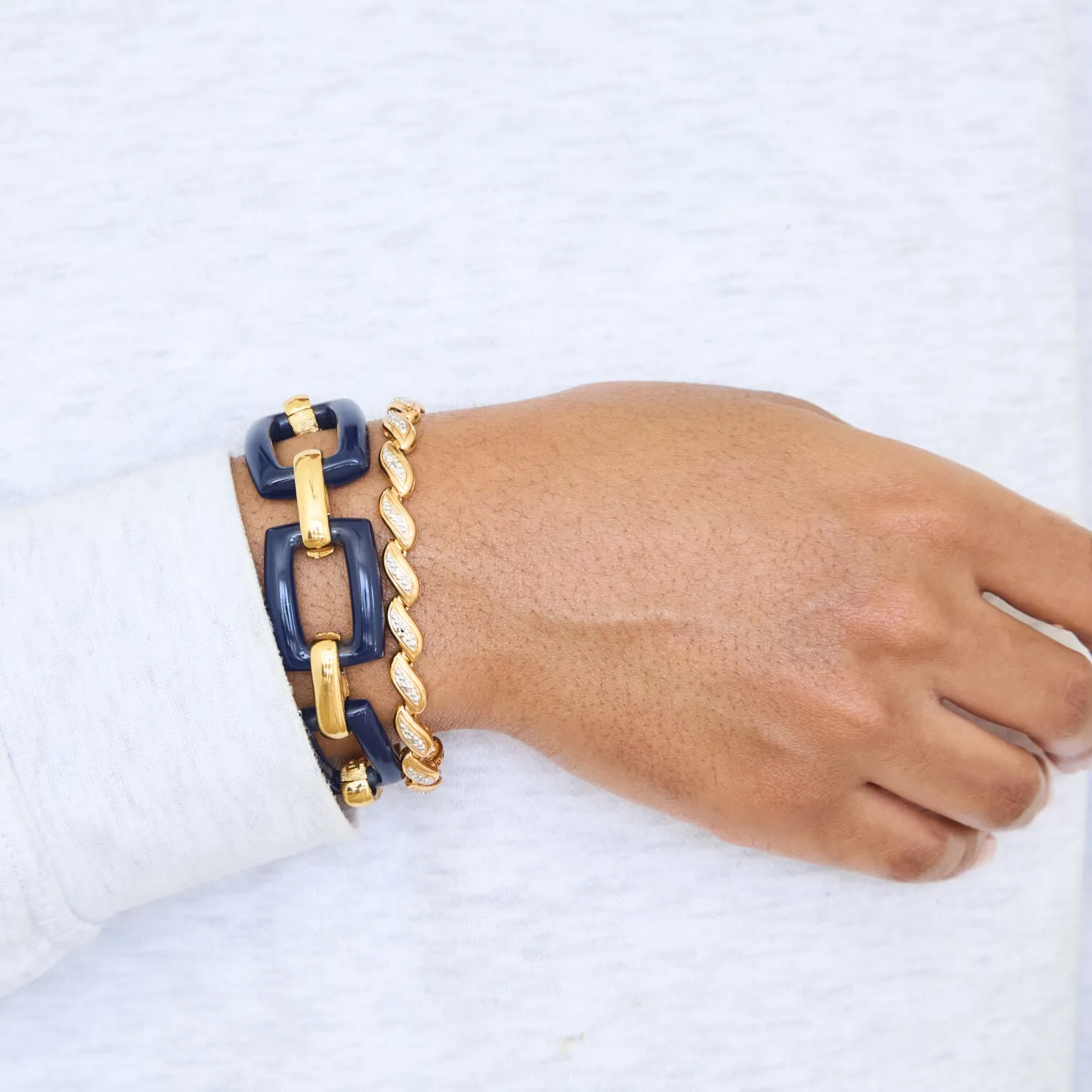 Vintage Monet Chunky Blue and Gold Bracelet