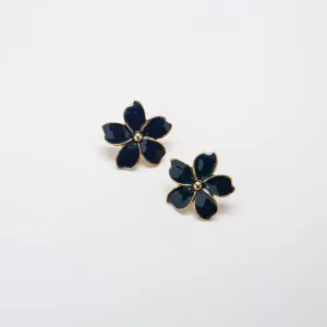 Vintage Navy Flower Earrings