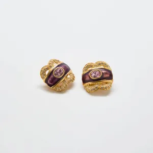 Vintage Purple CZ Clip-on Earrings