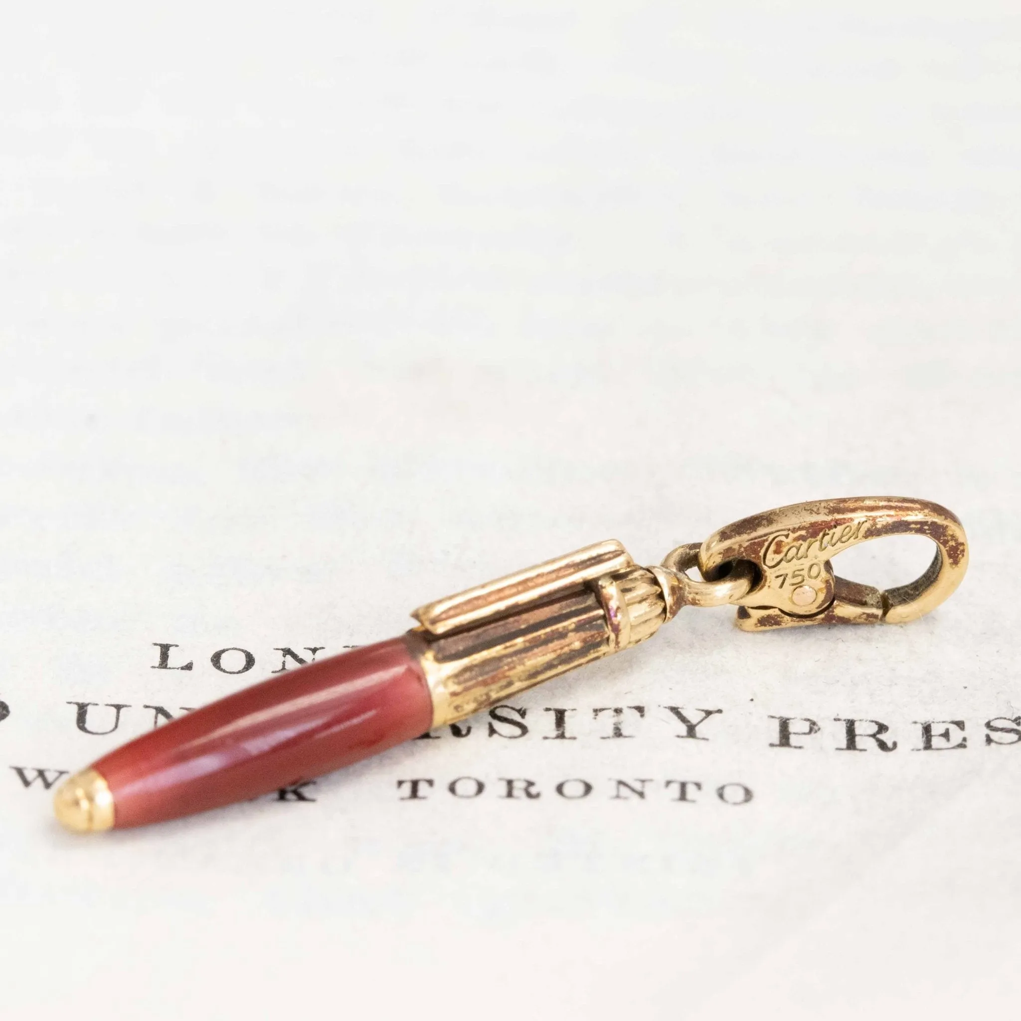 Vintage Red Enamel Pen Charm, by Cartier