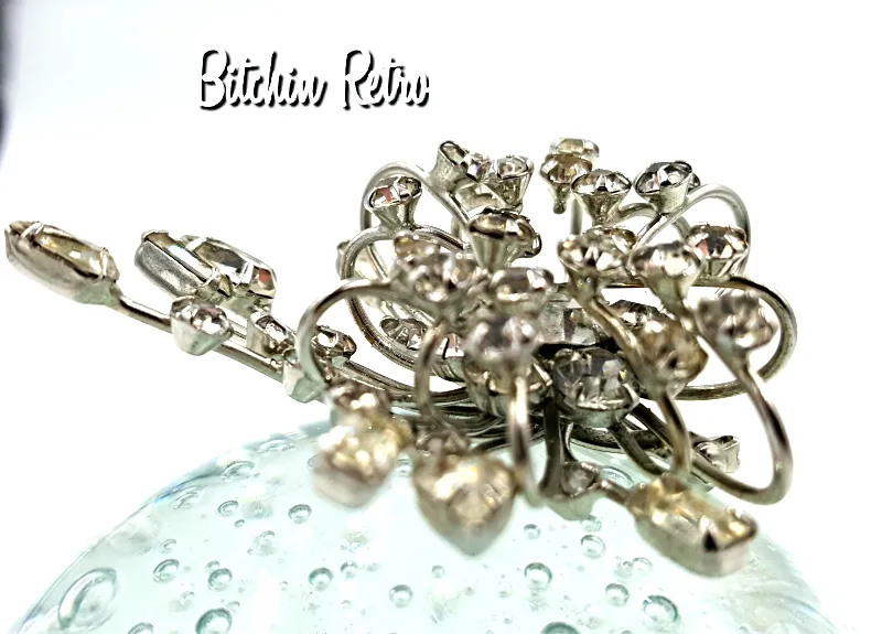 Vintage Rhinestone Atomic Age Brooch with Mid Century Modern Style