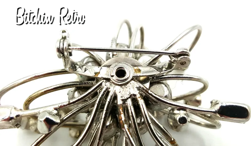 Vintage Rhinestone Atomic Age Brooch with Mid Century Modern Style