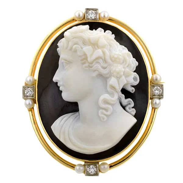 Vintage Sardonyx Cameo Brooch