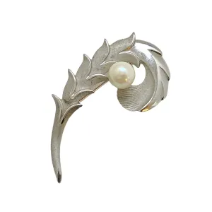 Vintage Sterling Silver and Cultured Pearl Brooch