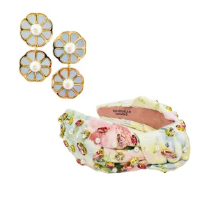 Vintage Textile Floral Watercolor Duo