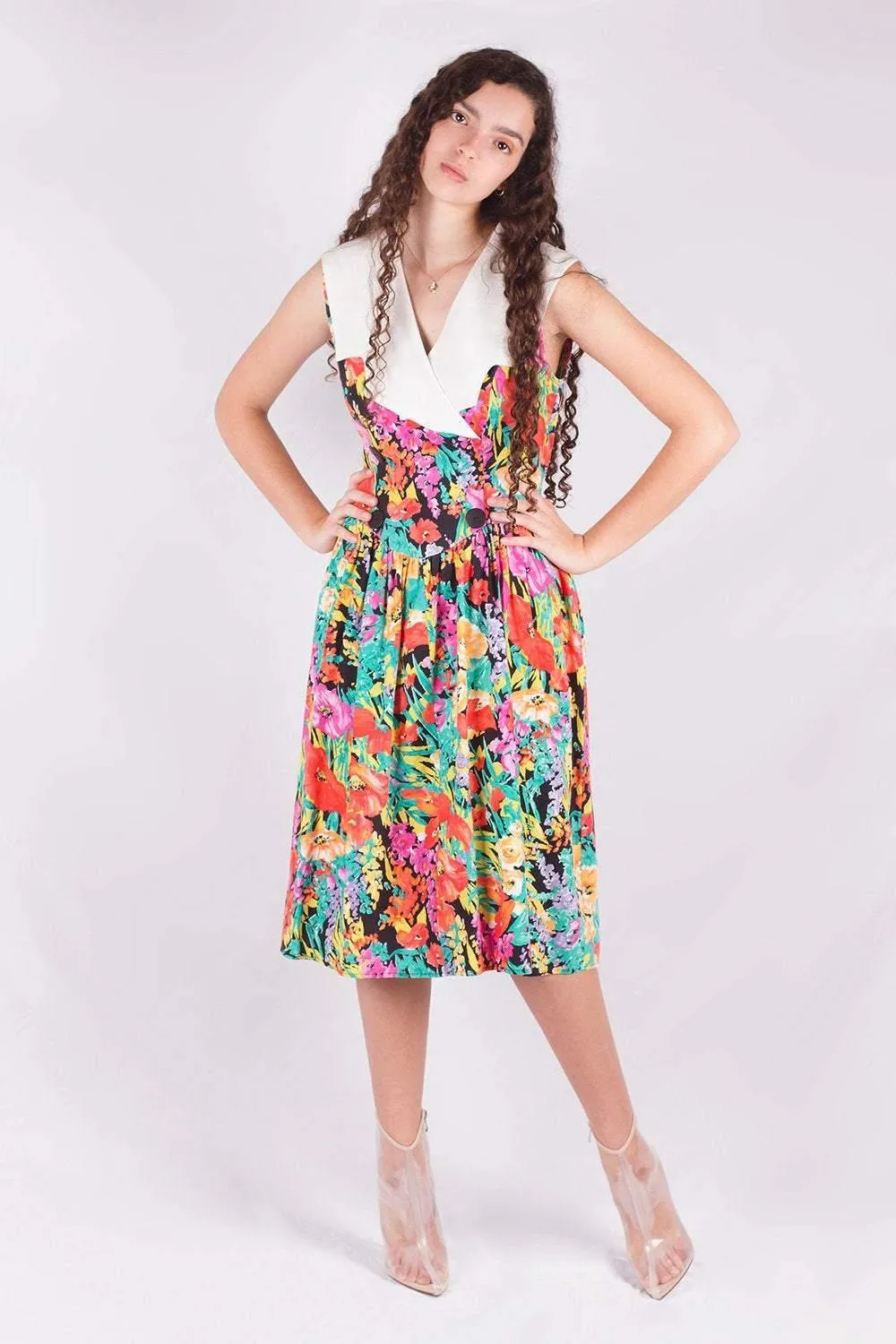 Vintage Tropical Floral Dress