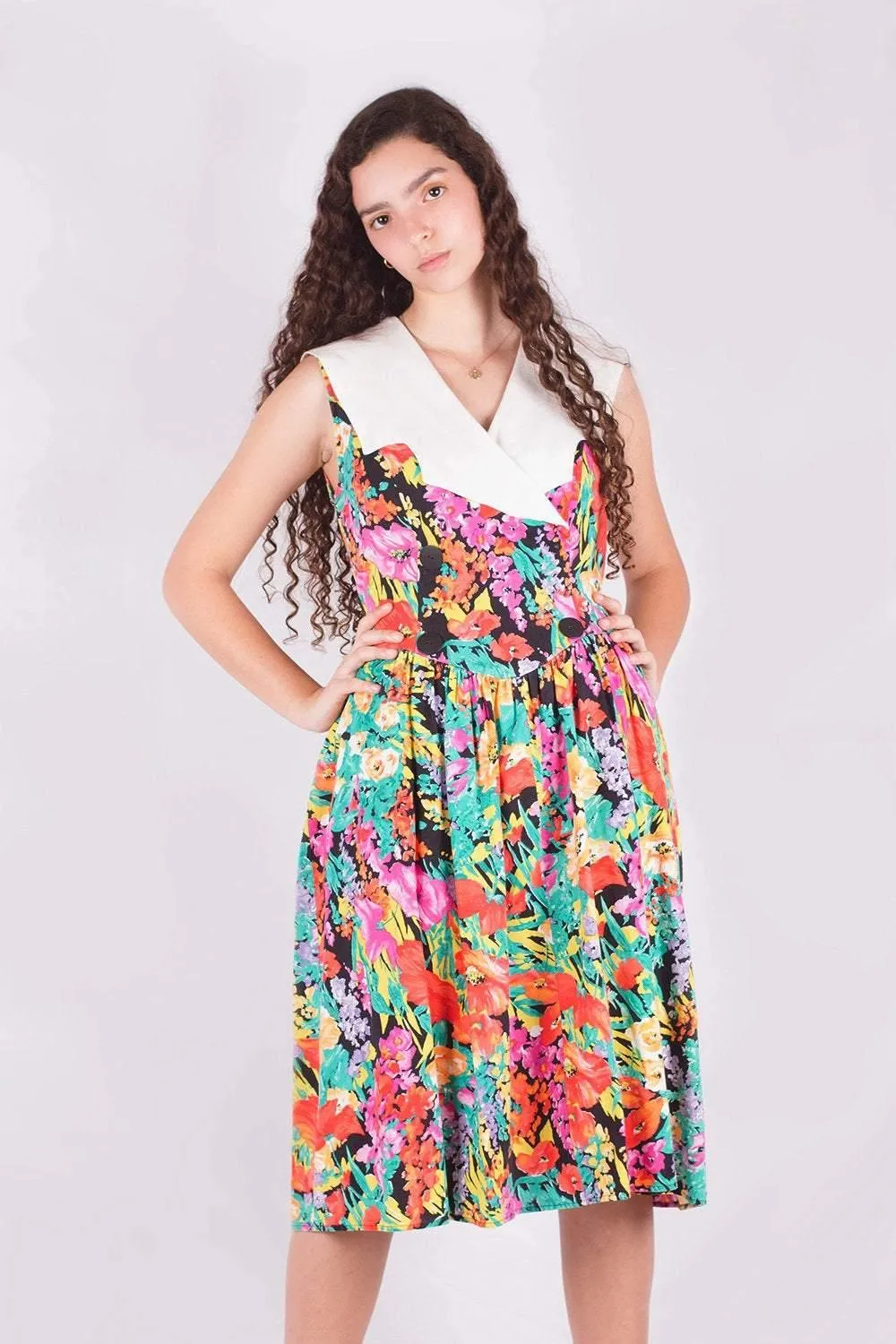 Vintage Tropical Floral Dress
