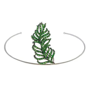 Vintage Tsavorite Garnet Feather Brooch